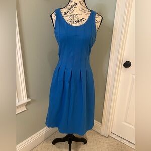 J Crew Women's Blue Pleated Fit & Flare Dress| Size 4 | Sleeveless | Preowned